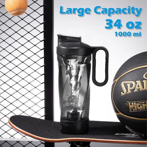 Electric Protein Shaker Bottle, 34 oz Blender Bottles For Protein Mixes, | Tritan | BPA Free| Portable Mixer Cup, Rechargeable Shake Cups And Meal Replacement Shakes(Black) in Saudi Arabia