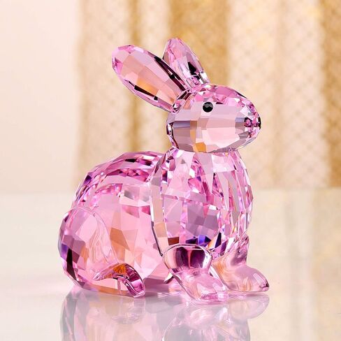 تمثال لطيف على شكل أرنب كريستالي لهدايا عيد الميلاد لديكور المنزل (أبيض) in Kuwait