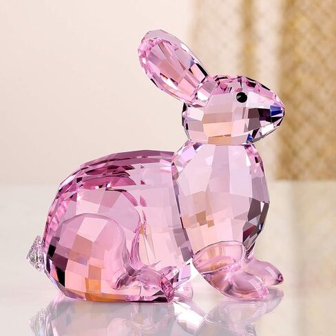 تمثال لطيف على شكل أرنب كريستالي لهدايا عيد الميلاد لديكور المنزل (أبيض) in Kuwait