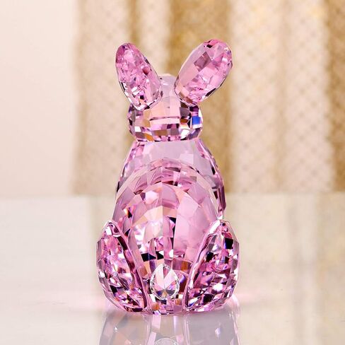 تمثال لطيف على شكل أرنب كريستالي لهدايا عيد الميلاد لديكور المنزل (أبيض) in Kuwait