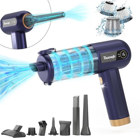Handheld Car Vacuum Cleaner - 16000PA Car Vacuum Portable Cordless, High Power Suction 4 in 1 Mini Vacuum Cleaner & Air Duster with 2 Gear and LED Display for Car, Home, Office, Pet in Saudi Arabia