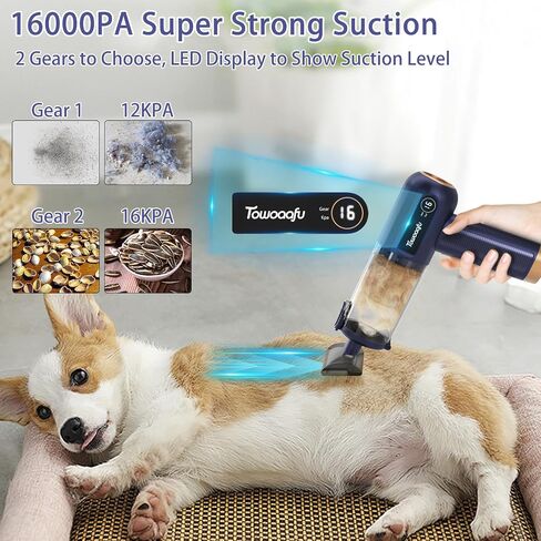 Handheld Car Vacuum Cleaner - 16000PA Car Vacuum Portable Cordless, High Power Suction 4 in 1 Mini Vacuum Cleaner & Air Duster with 2 Gear and LED Display for Car, Home, Office, Pet in Saudi Arabia