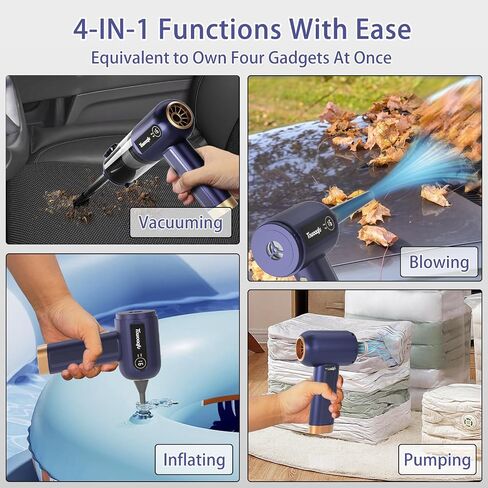 Handheld Car Vacuum Cleaner - 16000PA Car Vacuum Portable Cordless, High Power Suction 4 in 1 Mini Vacuum Cleaner & Air Duster with 2 Gear and LED Display for Car, Home, Office, Pet in Saudi Arabia