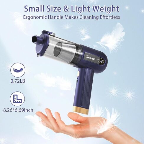 Handheld Car Vacuum Cleaner - 16000PA Car Vacuum Portable Cordless, High Power Suction 4 in 1 Mini Vacuum Cleaner & Air Duster with 2 Gear and LED Display for Car, Home, Office, Pet in Saudi Arabia