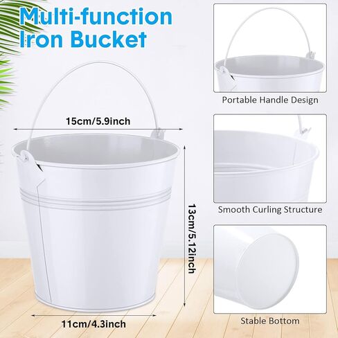 Rtteri 24 Pcs Metal Bucket, Small Metal Bucket, Party Favor Buckets with Handle, 6 x 5 Inch Ice Bucket for Kids, Flower Pot Plant Basket, Mini Toy Containers for Crafts Candy (Red) in Kuwait