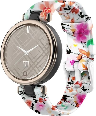 متوافق مع أحزمة Garmin Lily SmartWatch Pattern الإصدار الرياضي الكلاسيكي لـ Garmin Lily Women Girl بديل السيليكون الناعم للأشرطة (الطيور والزهور)، أحزمة Garmin Lily in Kuwait