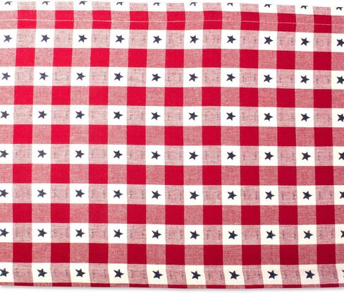 مجموعة DII National 4th of July Stars and Check Summer Tabletop، مفرش طاولة، 14x72، أحمر، أبيض، وأزرق in Saudi Arabia