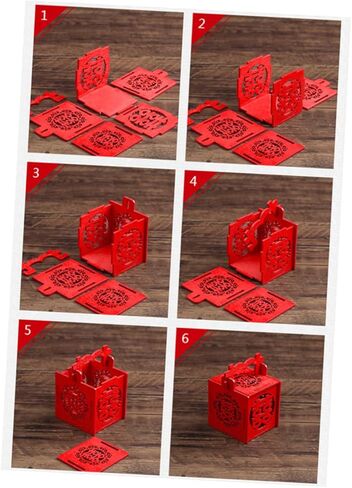 2pcs Chinese Style Candy Box Small Wedding Wooden Candy Box Hollow Out Mini Festive Box Box with Tassels Chinese Red Treat Box for Wedding Favors 6.9cm in Saudi Arabia