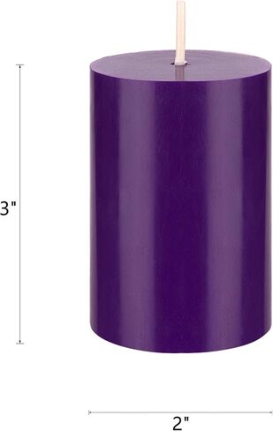 Mega Candles 1 pc Unscented Lavender Round Pillar Candle, Hand Poured Premium Wax Candles 2 Inch x 3 Inch, Home Décor, Wedding Receptions, Baby Showers, Birthdays, Celebrations, Party Favors & More in Saudi Arabia