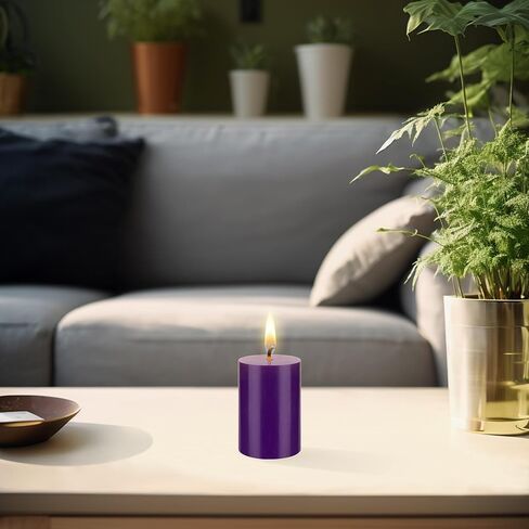 Mega Candles 1 pc Unscented Lavender Round Pillar Candle, Hand Poured Premium Wax Candles 2 Inch x 3 Inch, Home Décor, Wedding Receptions, Baby Showers, Birthdays, Celebrations, Party Favors & More in Saudi Arabia