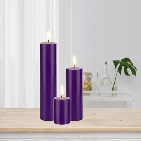 Mega Candles 1 pc Unscented Lavender Round Pillar Candle, Hand Poured Premium Wax Candles 2 Inch x 3 Inch, Home Décor, Wedding Receptions, Baby Showers, Birthdays, Celebrations, Party Favors & More in Saudi Arabia