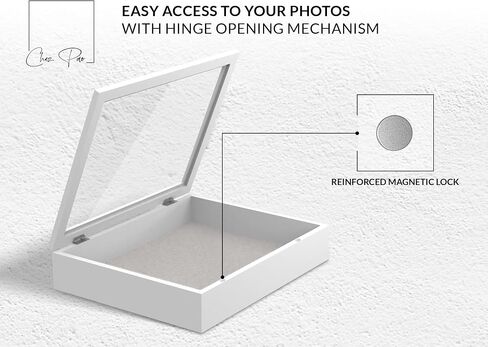علبة صندوق الظل مقاس 11 × 14 بوصة بإطار صندوق خشبي أبيض - صورة ذاكرة خشبية كبيرة مع زجاج للذكريات والقمصان والتذكارات والصور in Saudi Arabia