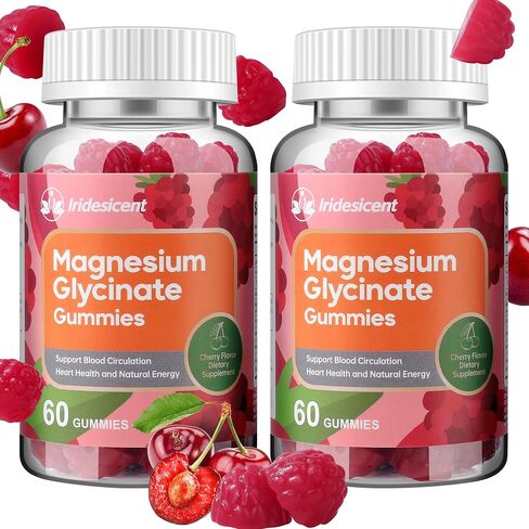 Magnesium Glycinate Gummies 400mg, Sugar Free Magnesium Supplement w/Magnesium L-Threonate 200mg, Ashwagandha, Zinc, Vegan Magnesium Glycinate Supplement for Adults - 120 Cherry Gummies in Saudi Arabia