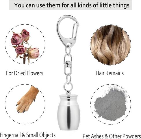 مجوهرات حرق الجثث للرماد التذكاري المنجد جرة سلاسل المفاتيح قلادة مع جرة فضية صغيرة قلادة تذكار رماد حامل المجوهرات التذكارية (2PCS) in Kuwait