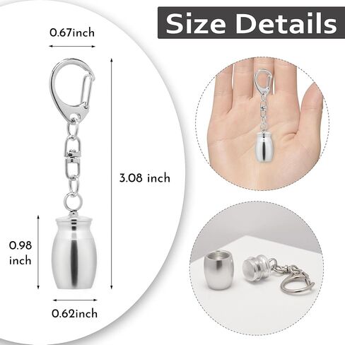 مجوهرات حرق الجثث للرماد التذكاري المنجد جرة سلاسل المفاتيح قلادة مع جرة فضية صغيرة قلادة تذكار رماد حامل المجوهرات التذكارية (2PCS) in Kuwait