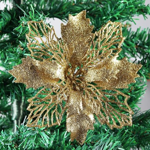 البونسيتة زينة عيد الميلاد عيد الميلاد الزهور بريق زينة شجرة عيد الميلاد والحلي (12 حزمة) (الأرجواني) in Kuwait
