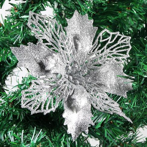 البونسيتة زينة عيد الميلاد عيد الميلاد الزهور بريق زينة شجرة عيد الميلاد والحلي (12 حزمة) (الأرجواني) in Kuwait