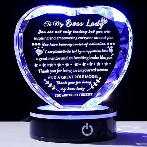 YWHL أفضل هدايا رئيس للنساء والرجال مع قاعدة LED هدايا تقدير عيد ميلاد للرئيس سيدة المشرف الكريستال هدية تذكار لرئيس الزعيم يوم وداع عيد الميلاد هدايا التقاعد لرئيسه in Kuwait