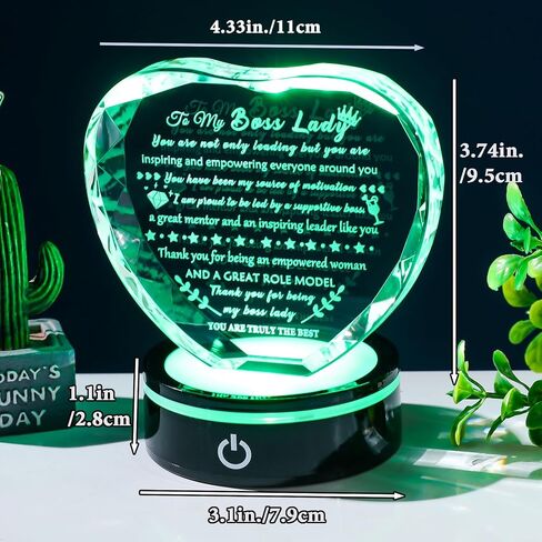 YWHL أفضل هدايا رئيس للنساء والرجال مع قاعدة LED هدايا تقدير عيد ميلاد للرئيس سيدة المشرف الكريستال هدية تذكار لرئيس الزعيم يوم وداع عيد الميلاد هدايا التقاعد لرئيسه in Kuwait