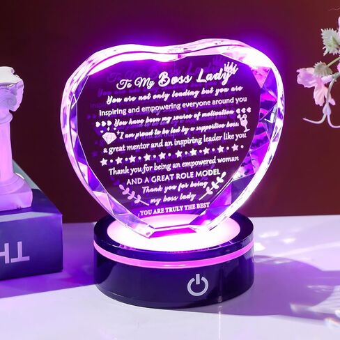 YWHL أفضل هدايا رئيس للنساء والرجال مع قاعدة LED هدايا تقدير عيد ميلاد للرئيس سيدة المشرف الكريستال هدية تذكار لرئيس الزعيم يوم وداع عيد الميلاد هدايا التقاعد لرئيسه in Kuwait