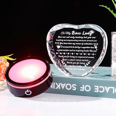 YWHL أفضل هدايا رئيس للنساء والرجال مع قاعدة LED هدايا تقدير عيد ميلاد للرئيس سيدة المشرف الكريستال هدية تذكار لرئيس الزعيم يوم وداع عيد الميلاد هدايا التقاعد لرئيسه in Kuwait