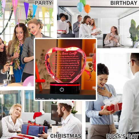 YWHL أفضل هدايا رئيس للنساء والرجال مع قاعدة LED هدايا تقدير عيد ميلاد للرئيس سيدة المشرف الكريستال هدية تذكار لرئيس الزعيم يوم وداع عيد الميلاد هدايا التقاعد لرئيسه in Kuwait