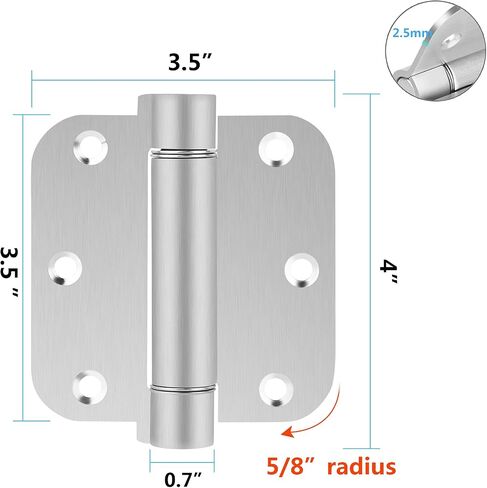3-1/2 Inch Self-closing Door Hinges, 3.5"x 3.5" Stainless Steel Adjustable Mortise Spring Door Hinge with 5/8" Radius Corner Matte Black-Pack of 3 in Saudi Arabia