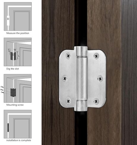 3-1/2 Inch Self-closing Door Hinges, 3.5"x 3.5" Stainless Steel Adjustable Mortise Spring Door Hinge with 5/8" Radius Corner Matte Black-Pack of 3 in Saudi Arabia