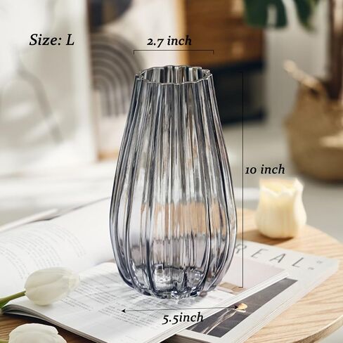 Flower Vases GIDARY 10 inch Clear Vase,Bouquet Vase,Large Vase Glass for Centerpiece Table Home Indoor Desk Decor,Modern Boho Style Vase for Wedding House Gift in Saudi Arabia