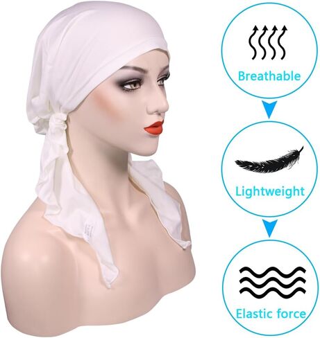 Pre Tied Chemo Head Scarf for Women - Slip On Bandana Headwrap Caps Cancer Turban Sleep Hair Cover Hat in Saudi Arabia