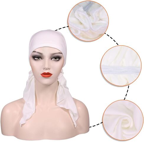 Pre Tied Chemo Head Scarf for Women - Slip On Bandana Headwrap Caps Cancer Turban Sleep Hair Cover Hat in Saudi Arabia