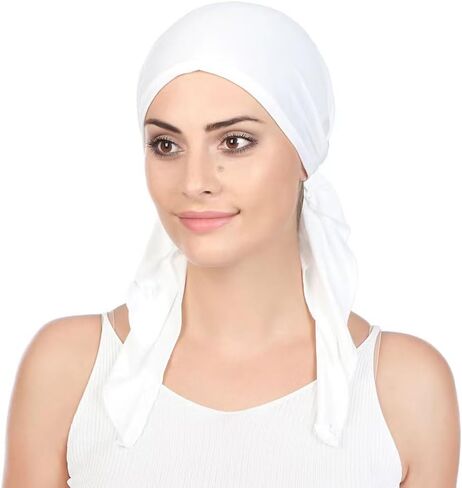 Pre Tied Chemo Head Scarf for Women - Slip On Bandana Headwrap Caps Cancer Turban Sleep Hair Cover Hat in Saudi Arabia