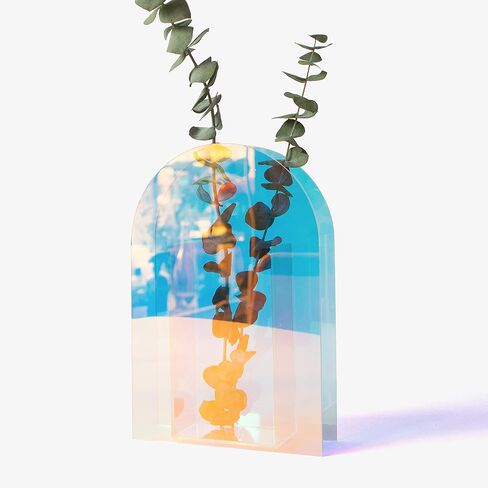 Iridescent Vase - Clear Acrylic Rainbow Glass Vases for Centerpieces - Modern Unique Home Decor - Trendy, Geometric, Minimalist Vase for Flowers - Abstract, Colorful Flower Vase in Saudi Arabia