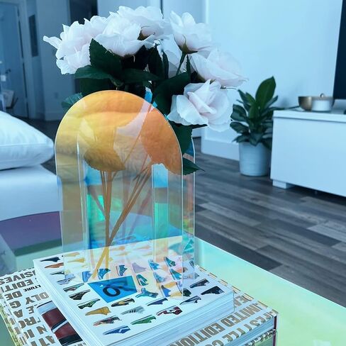 Iridescent Vase - Clear Acrylic Rainbow Glass Vases for Centerpieces - Modern Unique Home Decor - Trendy, Geometric, Minimalist Vase for Flowers - Abstract, Colorful Flower Vase in Saudi Arabia