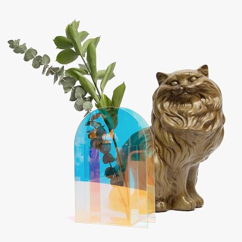 Iridescent Vase - Clear Acrylic Rainbow Glass Vases for Centerpieces - Modern Unique Home Decor - Trendy, Geometric, Minimalist Vase for Flowers - Abstract, Colorful Flower Vase in Saudi Arabia