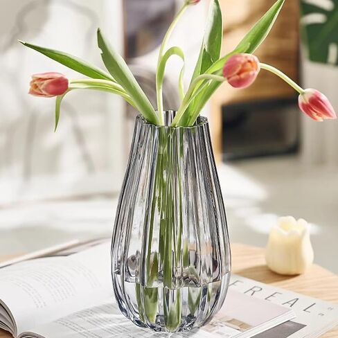 Flower Vases GIDARY 10 inch Clear Vase,Bouquet Vase,Large Vase Glass for Centerpiece Table Home Indoor Desk Decor,Modern Boho Style Vase for Wedding House Gift in Saudi Arabia