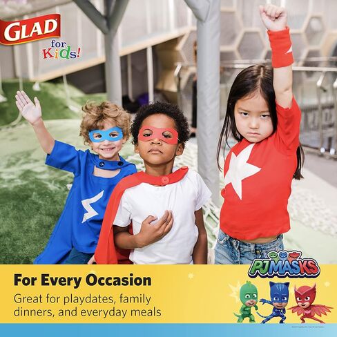 Glad for Kids 7 inch PJ Masks Comics Paper Plates, 20 Ct | Disposable Paper Plates with PJ Masks Superhero Comics Design | Heavy Duty Soak Proof Microwavable Paper Plates for Everyday Use in Saudi Arabia