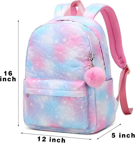 16 Inch Kids Backpack for Girls Cute Lightweight Daypack School Bags for 3 4 5 6 7 8 Years Old Preschool Elementary - Blue in Saudi Arabia
