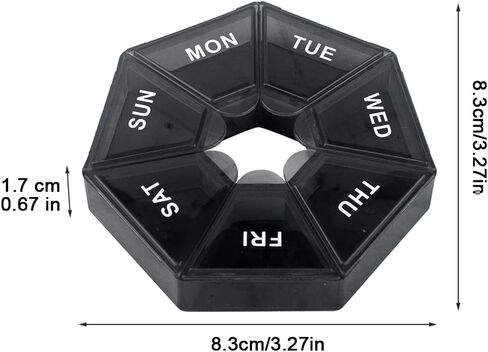 2 قطعة منظم حبوب منع الحمل أسبوعيًا (7 أيام)، صندوق حبوب منع الحمل مقاوم للرطوبة منظم حبوب منع الحمل 7 حجرات توزيع مختومة للمنزل (أزرق + أسود) in Kuwait