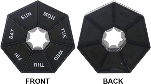 2 قطعة منظم حبوب منع الحمل أسبوعيًا (7 أيام)، صندوق حبوب منع الحمل مقاوم للرطوبة منظم حبوب منع الحمل 7 حجرات توزيع مختومة للمنزل (أزرق + أسود) in Kuwait