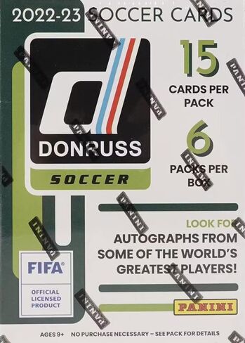 صندوق ناسف كرة القدم 2022 2023 Donruss مع صندوق ناسف محتمل، متوازيات ليزر برتقالية وأرجوانية حصرية بالإضافة إلى كابوم in Saudi Arabia