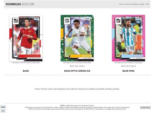 صندوق ناسف كرة القدم 2022 2023 Donruss مع صندوق ناسف محتمل، متوازيات ليزر برتقالية وأرجوانية حصرية بالإضافة إلى كابوم in Saudi Arabia