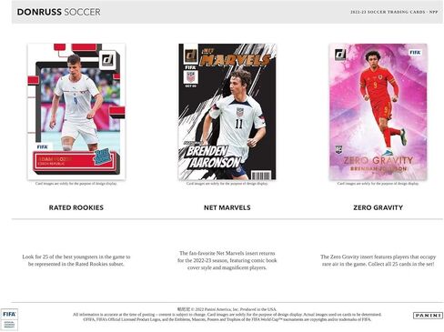 صندوق ناسف كرة القدم 2022 2023 Donruss مع صندوق ناسف محتمل، متوازيات ليزر برتقالية وأرجوانية حصرية بالإضافة إلى كابوم in Saudi Arabia