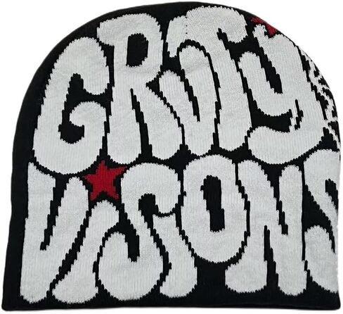 Women Beanie Y2k Letter Graphic Soft Warm Knitted Hats Men Winter Cap in Saudi Arabia