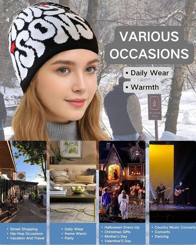 Women Beanie Y2k Letter Graphic Soft Warm Knitted Hats Men Winter Cap in Saudi Arabia