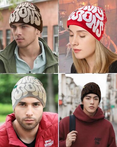 Women Beanie Y2k Letter Graphic Soft Warm Knitted Hats Men Winter Cap in Saudi Arabia