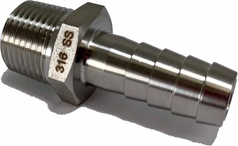 316 الفولاذ المقاوم للصدأ 3/8 بوصة NPT ذكر إلى 3/8 بوصة محول بارب - خيط سداسي مستدق للهواء أو السائل أو الماء أو الزيت أو التركيب الهيدروليكي - خرطوم أداة الهواء الصناعية أو وصلات الأنابيب 316SS in Kuwait