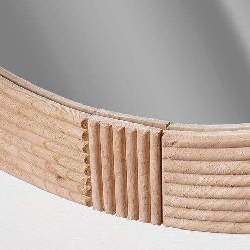 Head West Natural Beige Wood Framed Farmhouse Round Wall Mirror - 32" x 32" in Kuwait