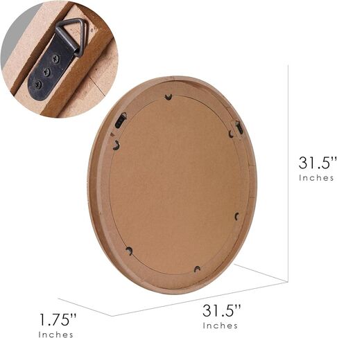 Head West Natural Beige Wood Framed Farmhouse Round Wall Mirror - 32" x 32" in Kuwait