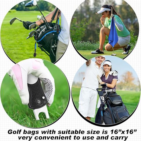 12 عبوة من مناشف الجولف لحقائب الجولف للرجال، مناشف الجولف القرصية مع مشبك من نسيج الألياف الدقيقة بنمط وافل ملحقات الجولف مع فرشاة تنظيف نادي الجولف، مشبك تمديد قابل للسحب (16 × 16 بوصة) in Kuwait